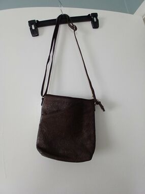 Bueno Dark Brown Embossed Shoulder Crossbody Bag